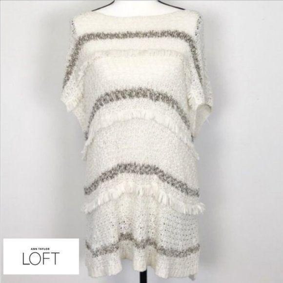 ANN TAYLOR LOFT Sweaters - Ann Taylor LOFT Open Knit Fringe Sweater Medium